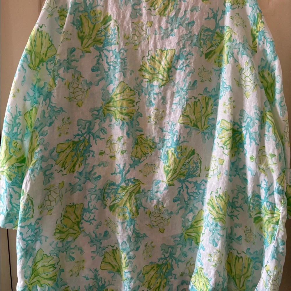 J. Jill Seafoam, Aqua & Lime Linen Tunic 3x - Picture 5 of 6